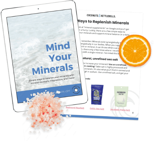 Mind Your Minerals, vitamins and minerals PDF download guide for natural supplementation shown on an ipad